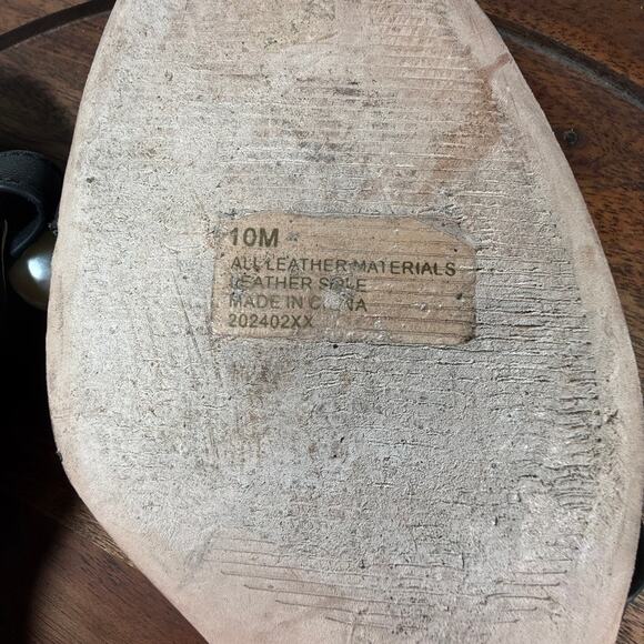 Antonio Melani x MG Style Sonny II Leather Pearl Ornamented Ankle Strap Flat 10M - Picture 9 of 10